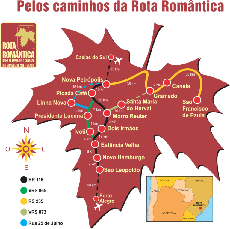 Mapa Rota Romântica Serra Gaúcha